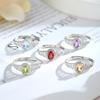 S925 Silver Natural Stone Open Ring, Amethyst/Citrine, Korean Style Daily Jewelry Gift for Women