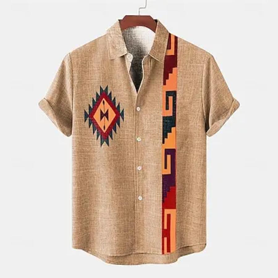 

Ретро-узор с принтом в гавайском стиле, повседневная мужская рубашка, модные свободные мужские топы с лацканами, уличная красивая рубашка большого размера 5XL