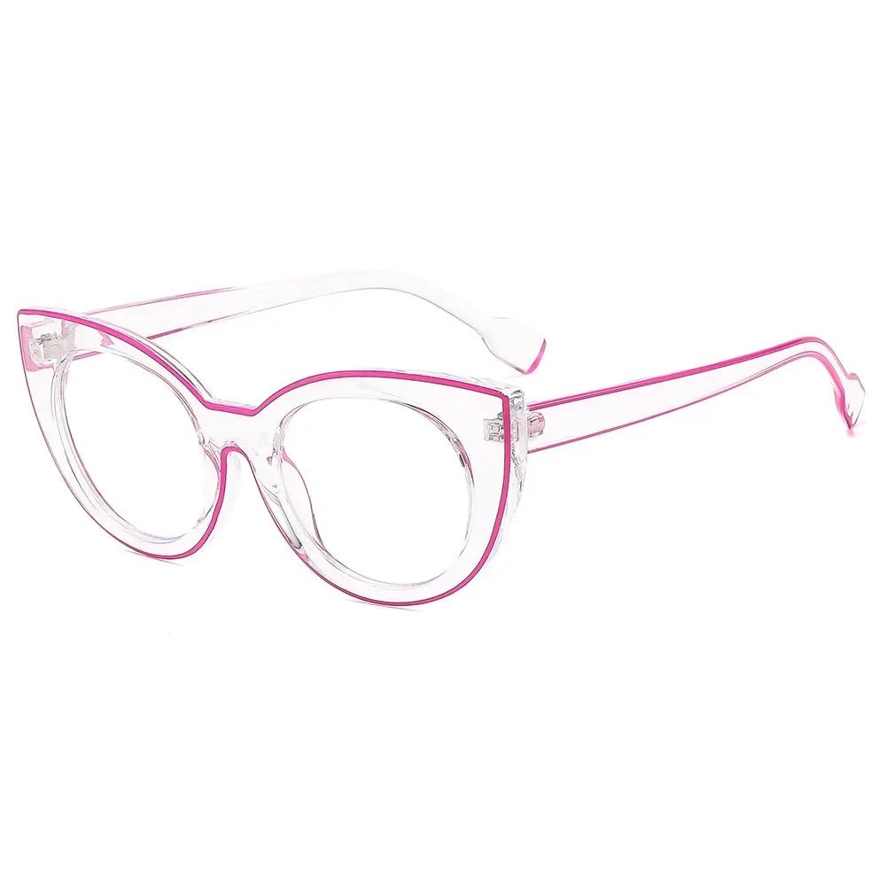 Fashionable Anti Blue Light Cat Eye Large Frame Reading Glasses Ultra Light High-Definition Transparent Frame Presbyopia Glasses