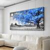 Blauer Baum, moderne Schwarz-Weiß-Kunst, Landschaftsmalerei, Wandbilder, Leinwand, Poster und Drucke für Wohnzimmer, Heimdekoration