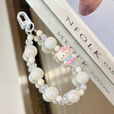 Creative Little Figurine Short Bead Phone Chain Bag Car Keychain Pendant Ornament Gifts