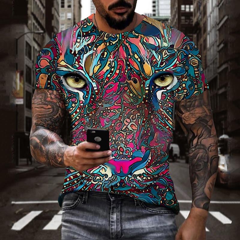3D Animal Printing T Shirt For Men Fashion Funny Tiger Pattern Casual O-neck Short Sleeve Summer Oversized T-shirt Hip Hop Tops