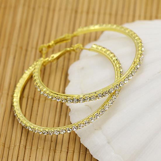 1 Pair Cirle Earrings Rhinestone Decor Jewelry Alloy Women Big Hoop Earrings for Birthday Pary