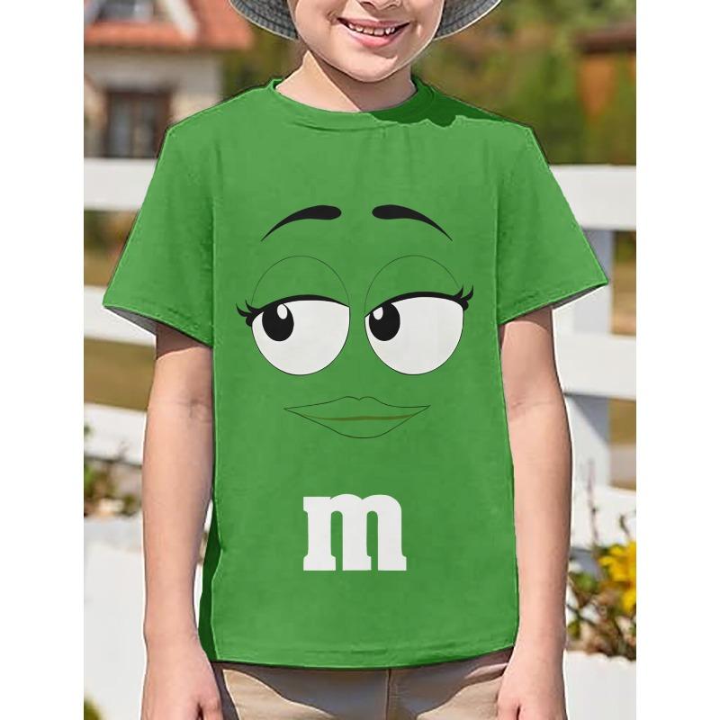 M&M Chocolate Bean Innovative Children T Shirts Children's Clothing Fun 3D Cartoon Print Tops Summer Crewneck Tees