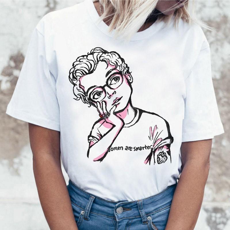 

Top Femme T-Shirt Harajuku Oversized T-Shirt Casual Women Butterfly Printing Ullzang 90S Styles Graphic Tshirt Ladies Clothes S білий