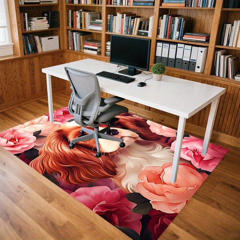 1pc Floral Canine Themed Rug for Home Decor, Non-slip Office Carpet, Chair mat, Outdoor Mat, Christmas and Halloween gifts-0731129
