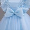New Kids Net Lace Princess Dress with Frills, Large Size Girls' Birthday Outfit