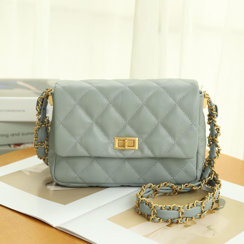 Chic Calfskin Mini Bag - Diamond Pattern Chain Crossbody