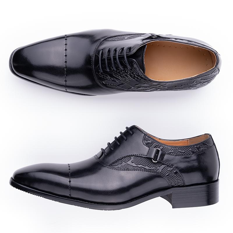 Fashion Men's Dress Shoes Formal Pointed Toe Oxfords Genuine Leather Shoe for Men New Trendy Fashion Office Wedding Part Shoes Wholesale