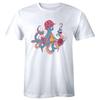 Lustiges Oktopus mit Bier und Wein Bild T-Shirt für Herren