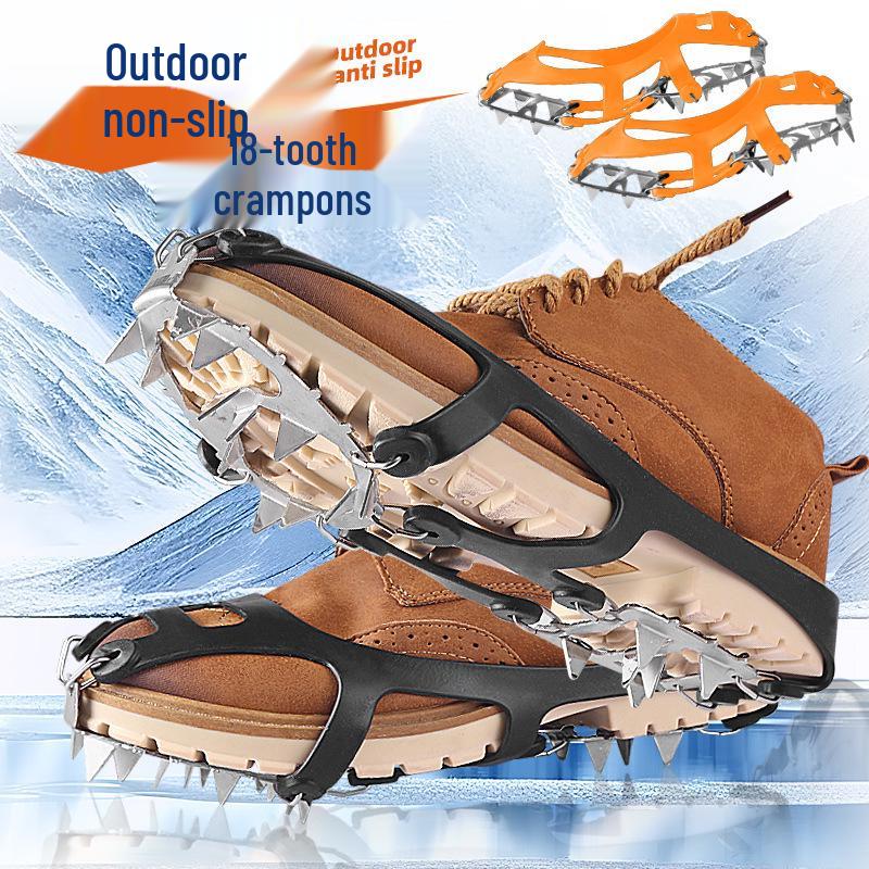 Ramponi da Ghiaccio in Acciaio Inossidabile a 18 Denti per Scarpe - Ramponi Antiscivolo per Neve, Fango e Arrampicata