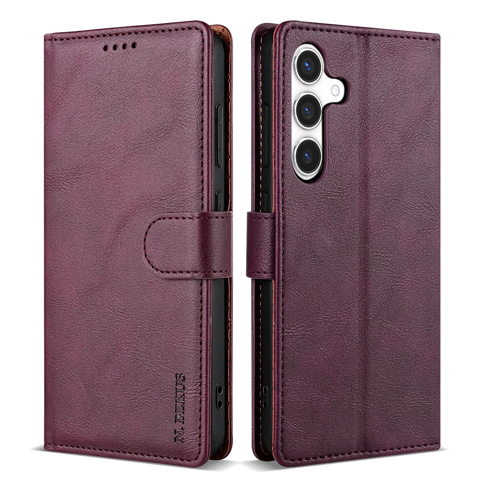 

N.BEKUS CSJ-001 For Samsung Galaxy A16 4G/5G Stand Case PU Leather Wallet Phone Cover Wine Red