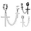 Yousheng 1Pc Punk Hip Hop Metal Chain Ear Cuff Creative Cross Tassel Men Earring Jewelry Accessories