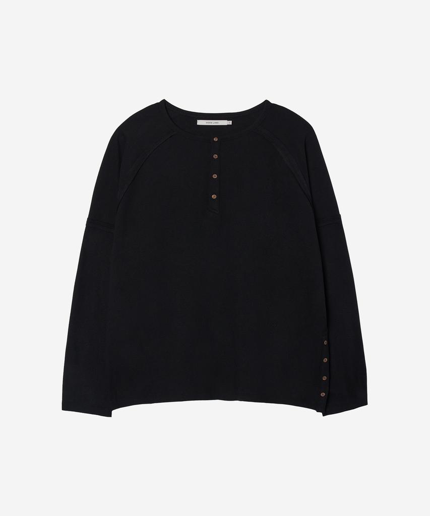 NODE LABS Dev:10 Henley Neck Long Sleeve T-Shirt_Black