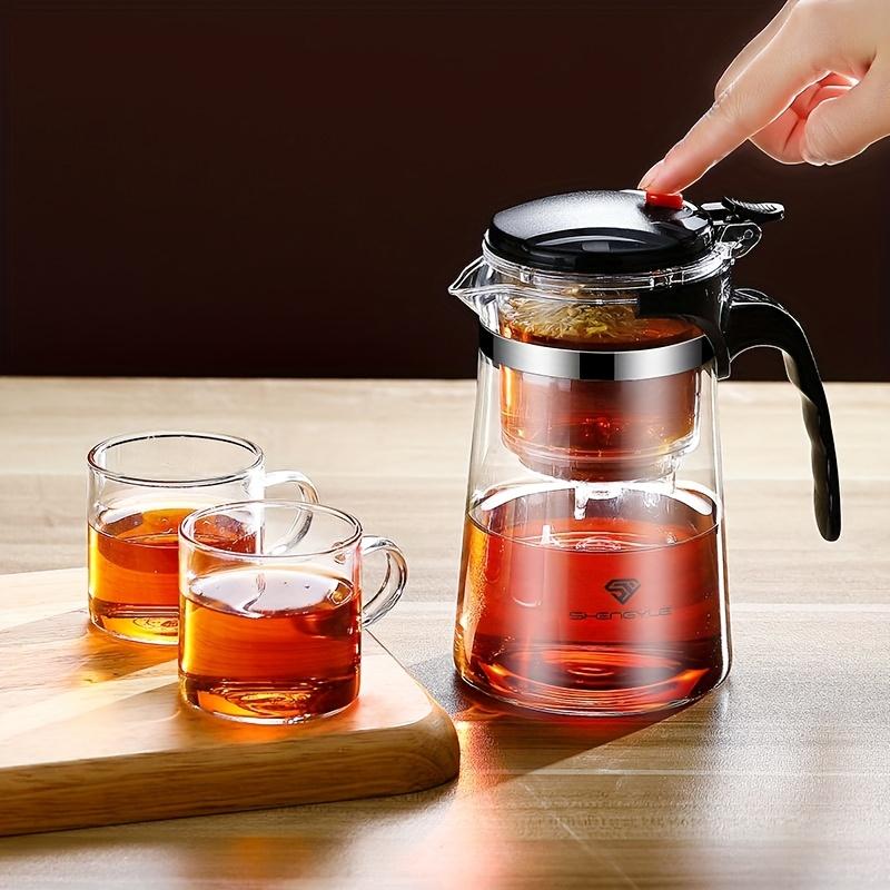 1 piece of high borosilicate glass teapot with a simple one click tea maker, ideal for home, office, and restaurant use