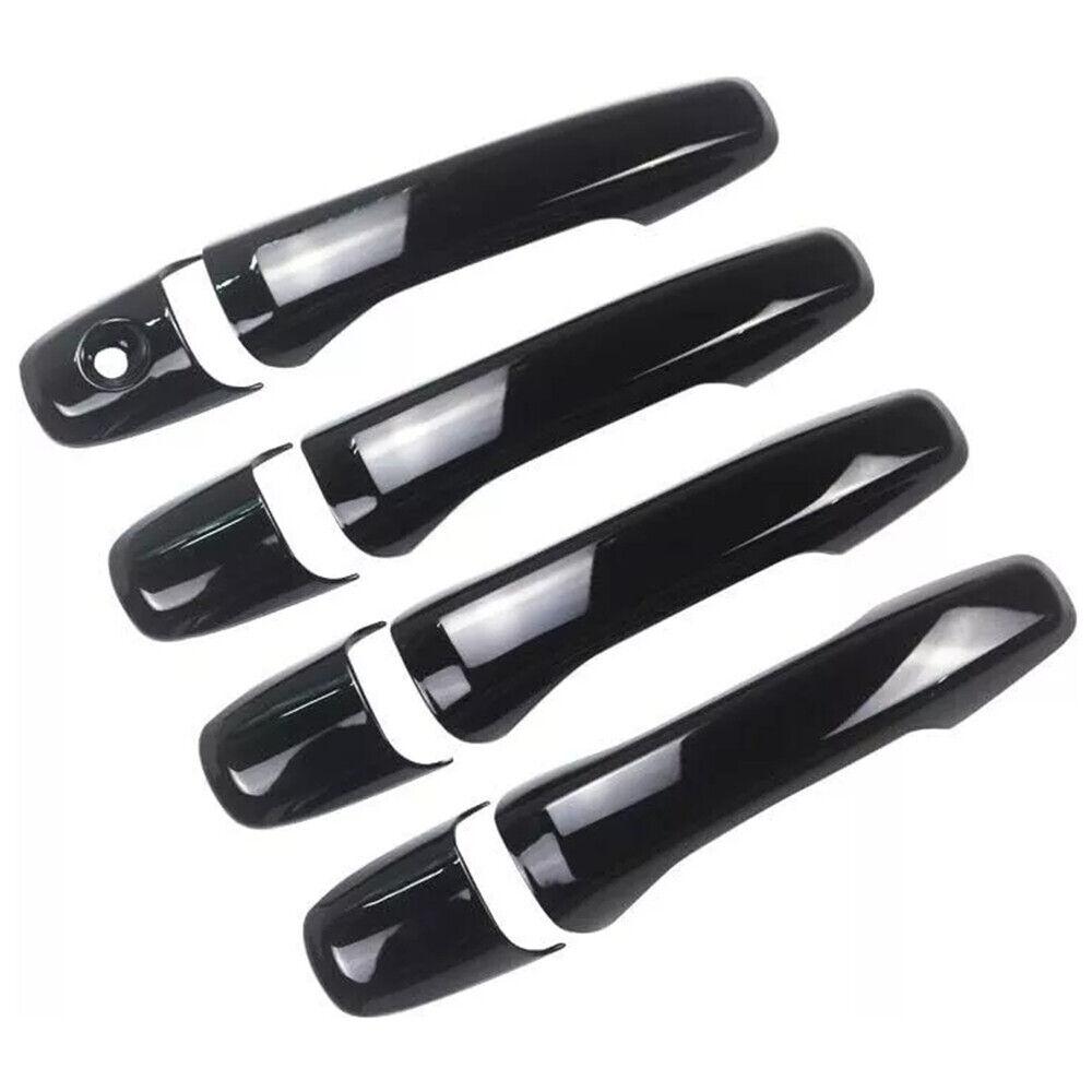 For Ford Explorer 2011- Carbon Fiber Style Chrome Car Door Handle Cover Sticker Trim Cap Accessories Auto Protect Decor ABS