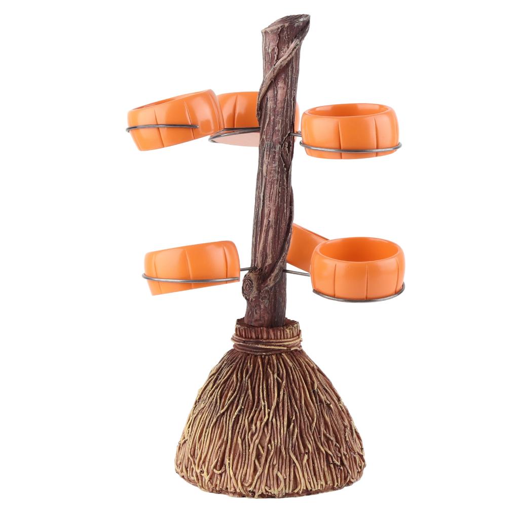 Snack Bowl Holder Halloween Pumpkin Snack Bowl Rack Witch Broom Decor Dessert Bowl Stand for Dining