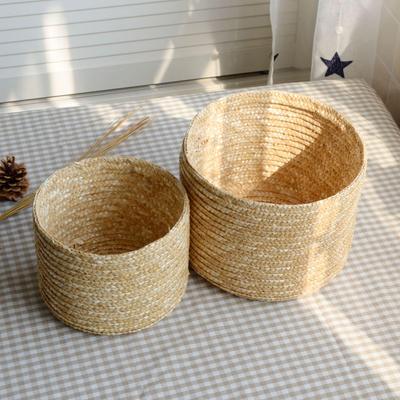 Woven Straw Storage Basket - Desktop, Toy, Cosmetic, and Gift Organizer