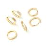 Set of 3 Seashell Zirconia Simple Design Ring Earrings for Women, Simple Hoop Design Popular, Metal Allergy Compatible, Cute Earrings, 18k Gold Left