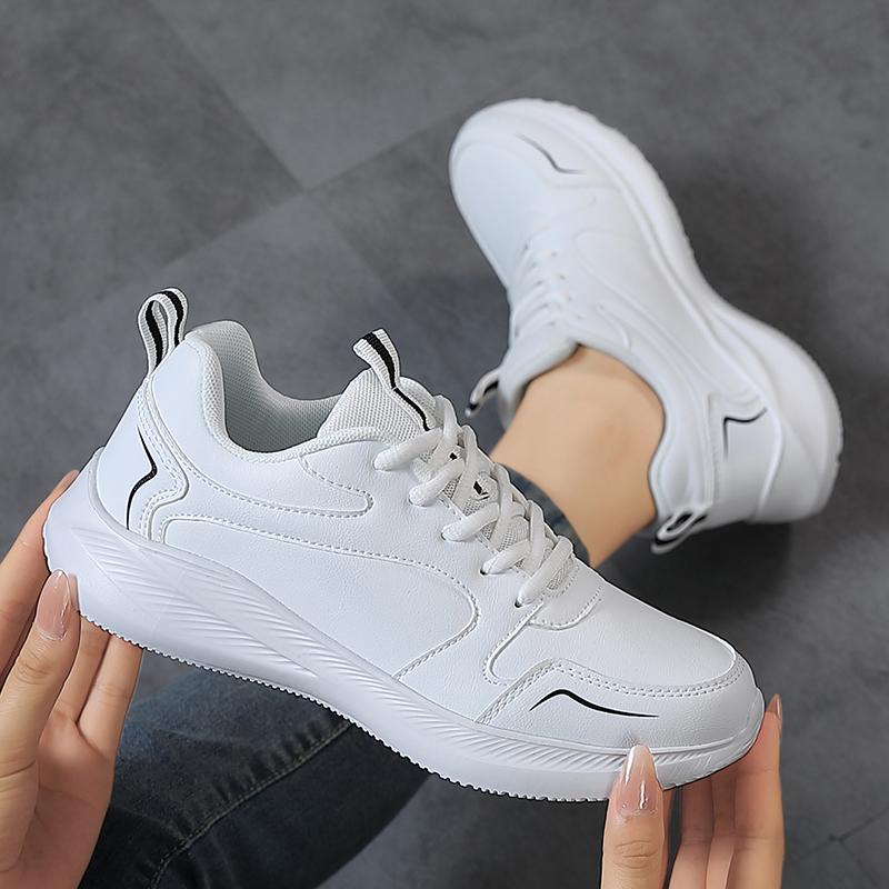 Damen PU-Leder Laufschuhe Elastische Freizeit-Sportschuhe Wasserdichte Outdoor-Trainings-Sneaker Leichte Jogging-Schuhe