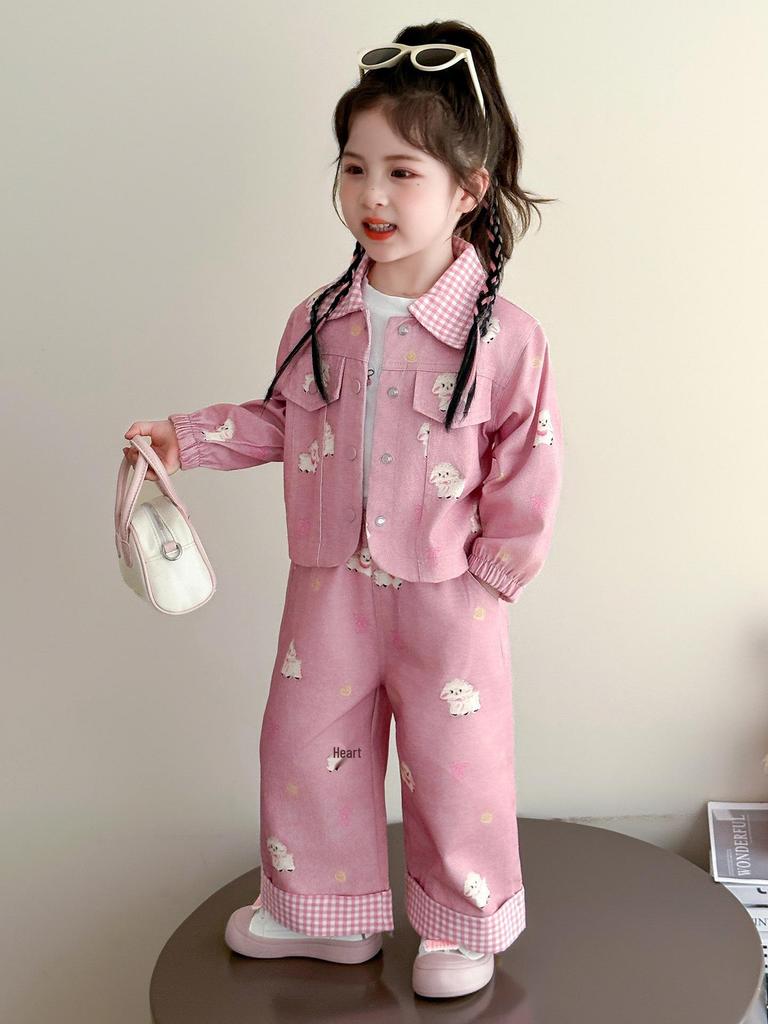 Spring 2025 Stylish Cartoon Two-Piece Set for Baby Girls