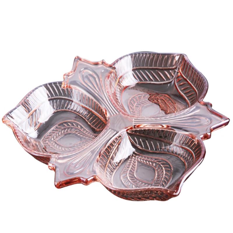 Flavinmci European Crystal Glass Divided Fruit Plate