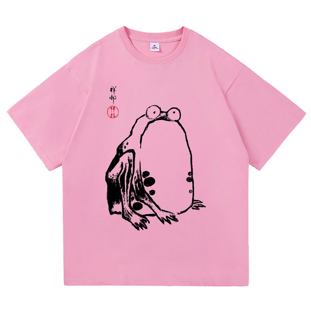 Vintage Unimpressed Frog T Shirt Fashion Men/Women Aesthetic Funny Japanese Anime T-Shirt High Quality Casual Cotton Tees Shirts