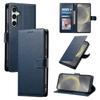 For Samsung Galaxy S25 FE Case Magnetic Snap Litchi Texture Leather Wallet Phone Cover with Wrist Strap
