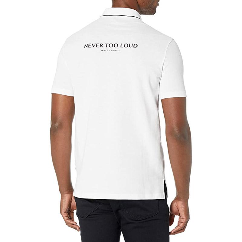 ARMANI EXCHANGE Polo Shirts Men's White Polo Collar Moderate Straight Fit 6KZFGA-ZJ4YZ-1100