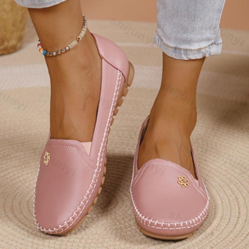 Women'S Flat Shoes Large Size Lightweight Plush Comfort Soft Non Slip Loafer Shoes Stylish Daily Versatile Classic Slip On Flats