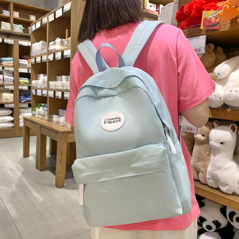 Women's Schoolbag Lightweight Backpack College Style High School Student Solid Color Backpack