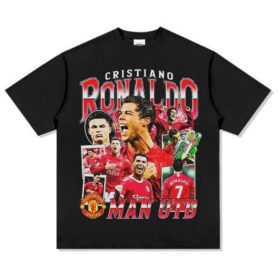 2025-ös futballsztár, Cristiano Ronaldo mintás nyomtatott póló trendi. Kényelmes retró 100% pamut kerek nyakú, rövid ujjú póló.