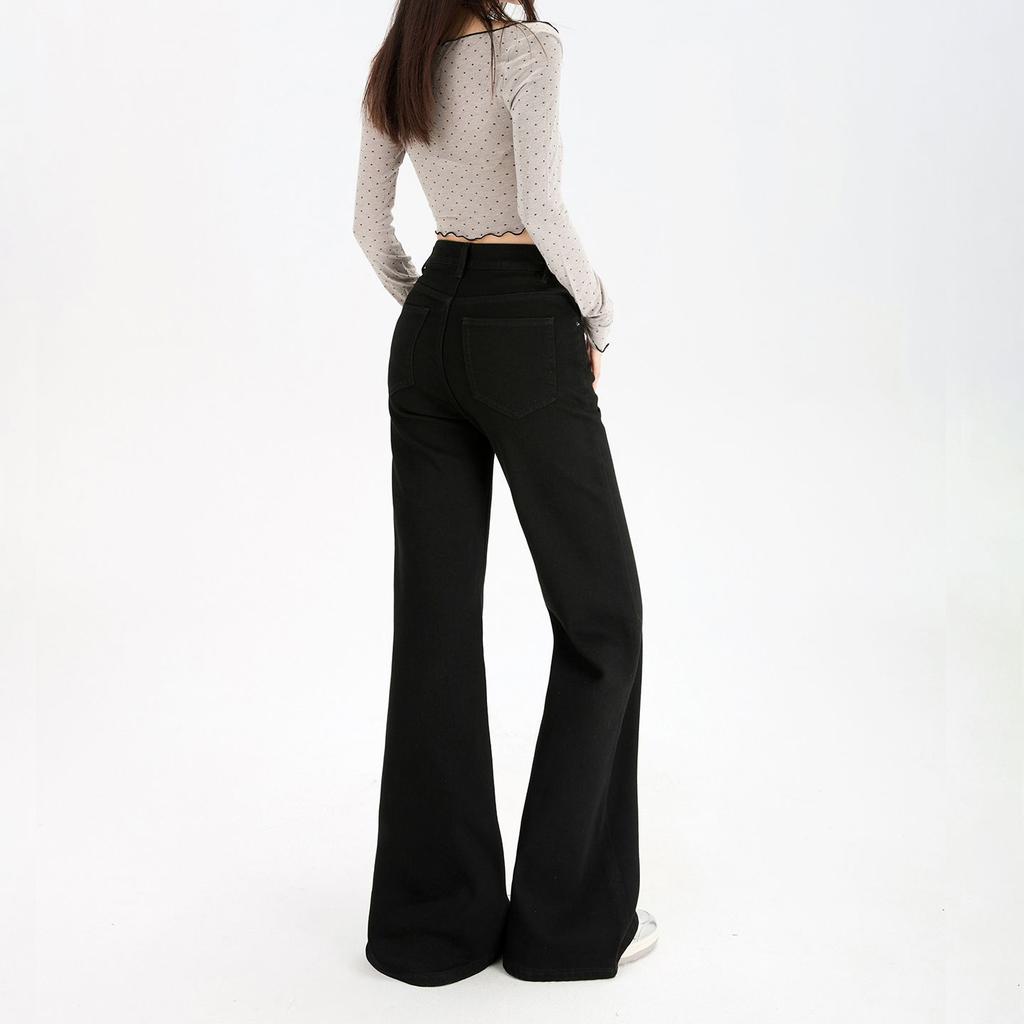 Retro slightly pulled loose and thin without sticking to the legs Flared jeans women's 2026 early spring elastic slim large size