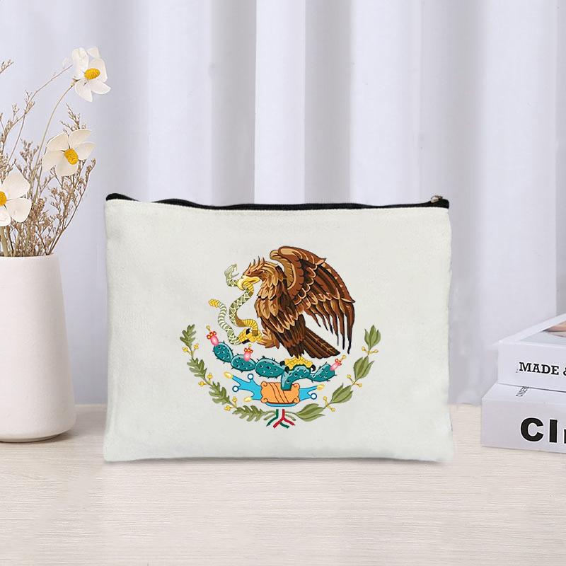 Independencia De Mexico Cosmetic Bag New Hispanic Heritage Month Canvas Zipper Storage Pouch Wallet Office Supplies Pencil Case