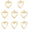 FASHEWELRY 8Pcs 18K Gold Plated Heart Charms Golden Brass Heart Pendants Hollow Heart Dangle Bezel Charms for Valentine's Day DIY Earring Necklace
