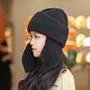 Korean Solid Color Earmuff Knitted Hat Winter Keep Warm Versatile Beanie For Women