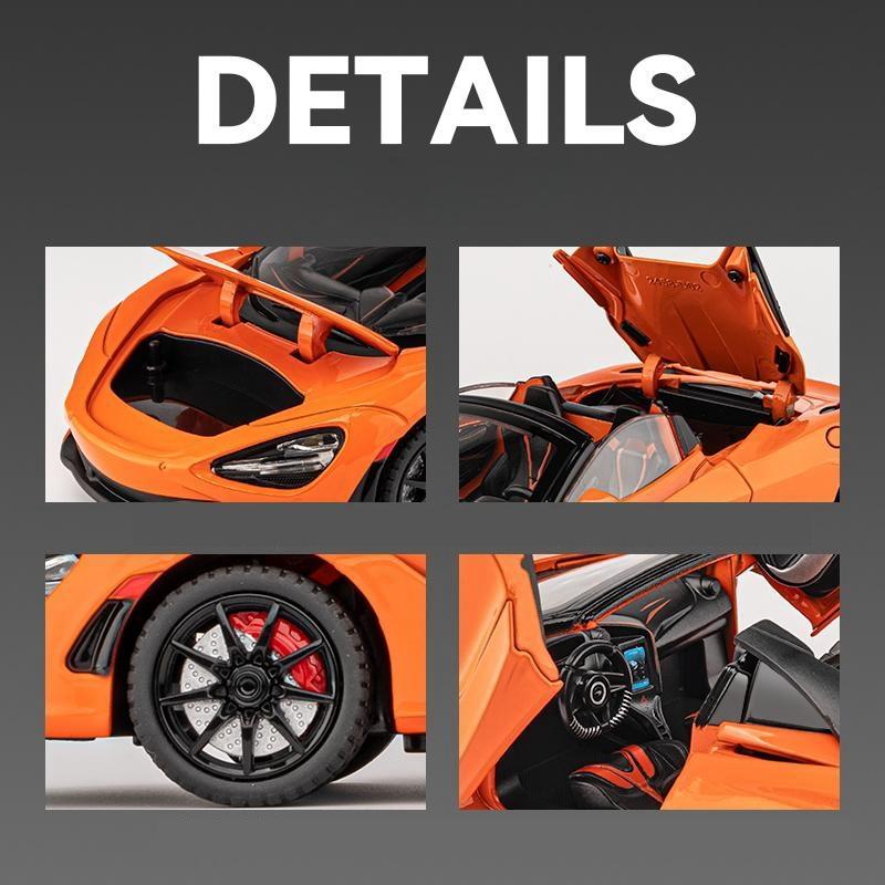 1/24 McLaren 720S Druckguss-Spielzeugauto, Miniatur-Cabrio-Modell, Pullback, Sound & Licht, Sammlung, Geschenk für Jungen und Kinder