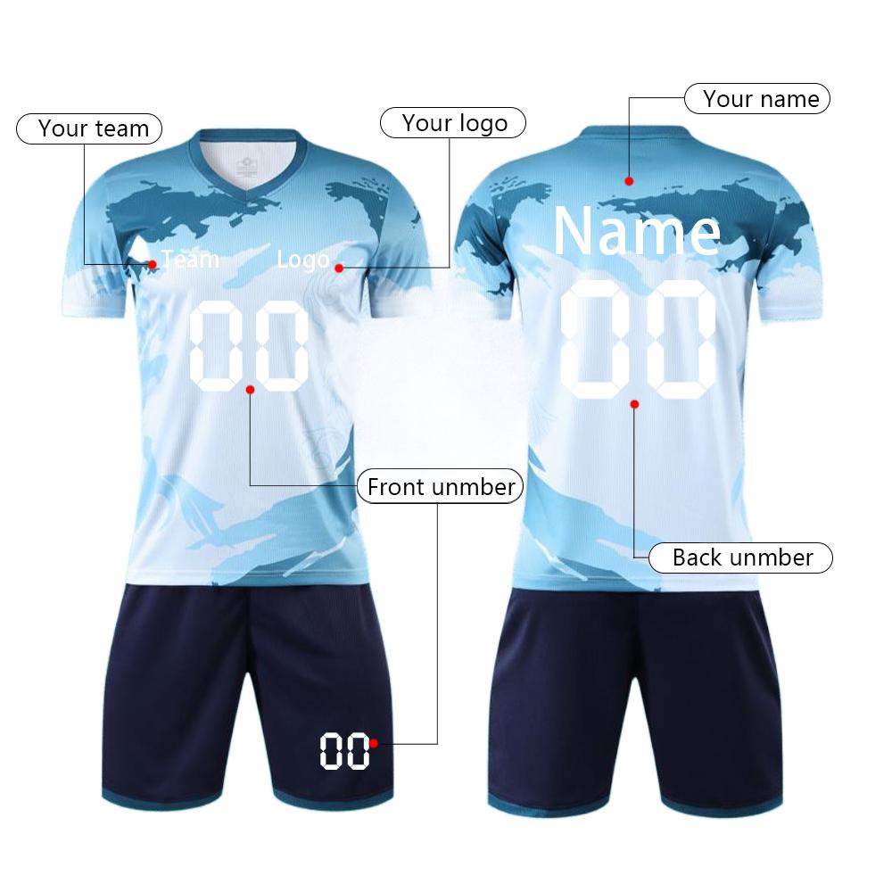 Custom Soccer Jersey Set Personalized Team Uniforms with and Number Quick Dry Fabric for Sports Training