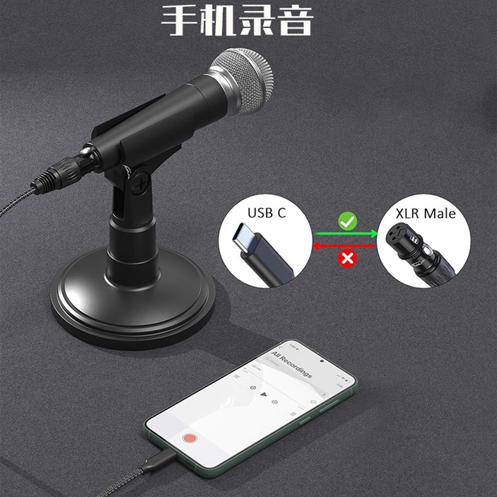 Heavy Duty Studio Recording Cable USB Type C to 3Pin Male Adapter Wire Gold Plated Contacts Enhances Signal Integrity