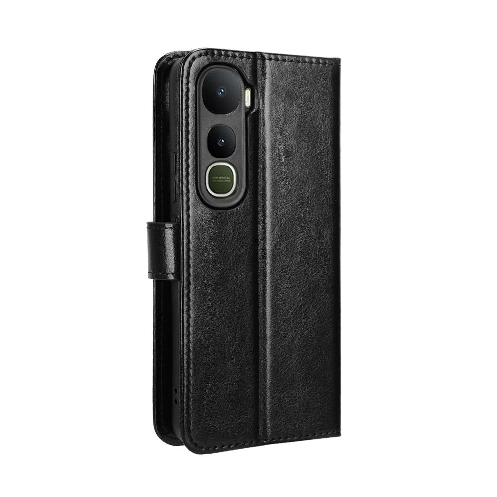 For Vivo Y400 5G/vivo Y400 4G PU Leather Case with Strap Crazy Horse Texture Phone Wallet Cover