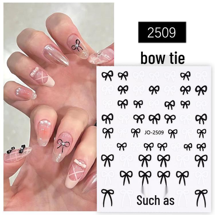 Black & White Nail Decals - Star, Heart, Bow Designs