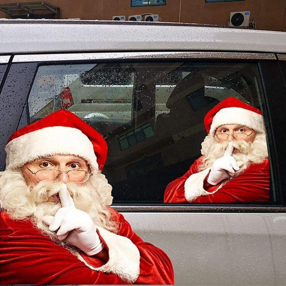 New Santa Claus vinyl car sticker, window single transparent glass sticker, personalized and creative sticker