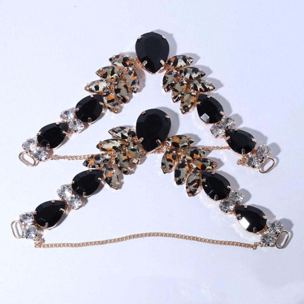2pcs Acrylic Crystal Sandal Beach Slider Decorate Chain Removable DIY Herringbone Slipper Chain Shoe Flower Ladies