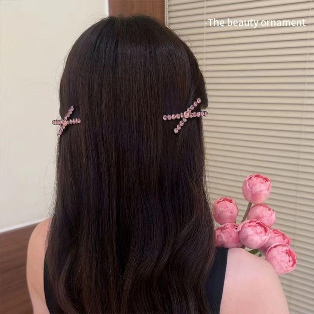 

Cross Hairpin Zircon Rhinestone Hair Clip Creative Streetwear білий