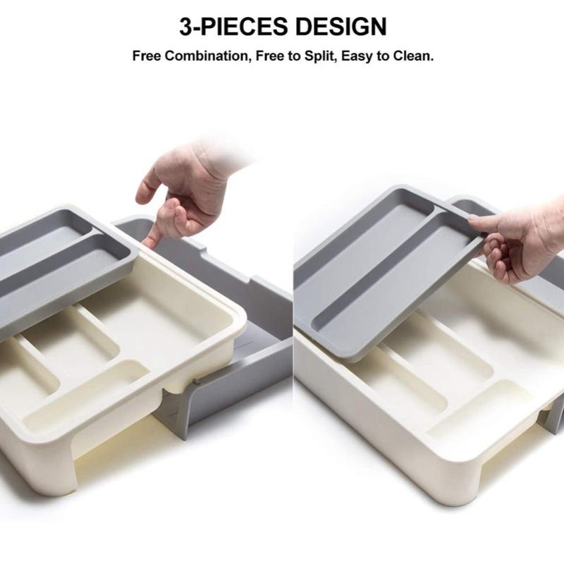 Expandable Adjustable Cutlery Storage Tray Compartment Tidy Drawer Utensil Organizer For Kitchen