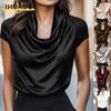 Women's Fashion Casual Solid Color Print Short Sleeve Blouses & Shirts