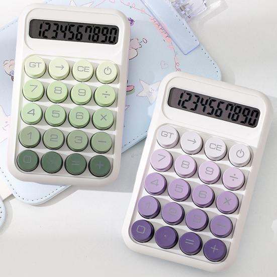 Retro Mechanical Calculator 10-Digit LED Display Calculator with Tilt Screen Tactile Keyboard Student Calculator for Office School