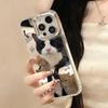 Fashion Cat Luxury Make Up Mirror Phone Case For IPhone 17e 16e Air Pro Max 17 16 13 11 15 14 12 Animal Funda Anti-drop Cover