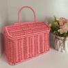 House Shaped Rattan Picnic Basket With Handle Imitation Rattan Woven Storage Basket Vintage Style Handheld Gift Box Outdoor Use