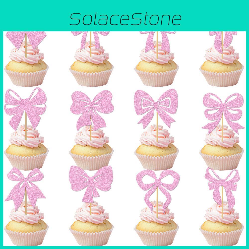 Bow Birthday Creative Sparkling Paper Flag Cake Decoration Plugin Props Party